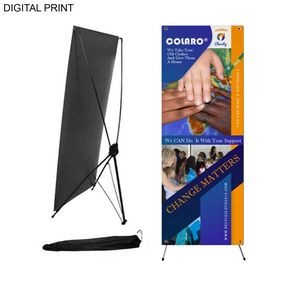Economical, Cost Effective Advertising Banner with Graphics, X-Stand and Bag, 23x64, Easy to setup