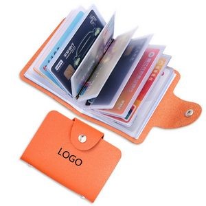 PU Leather Business Card/Credit Bank Card Wallet w/ 24 Cards Capacity
