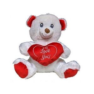 Valentine's Day Plush Teddy Bear - White, Red, 11 (Case of 12)