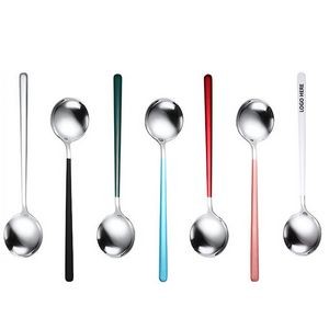 7.67 Inch Dual Color Silver Spoon With Round Head