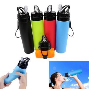 20 Oz. Collapsible Sport Water Bottle with Hook