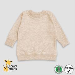 Baby Long Sleeve Pullover T-Shirts - Oatmeal - Polyester-Cotton Blend - Laughing Giraffe®