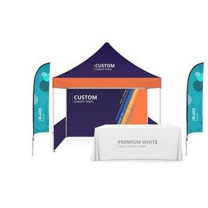 10'x10' Canopy Tent Sidewalls Kit Wit Table Cloth Teardrop Flag