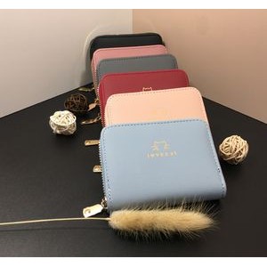 Credit Card Holder Wallet For Women Small Zipper Card Case Leather