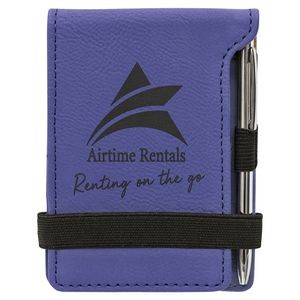 Purple Mini Notepad with Pen, Laserable Leatherette