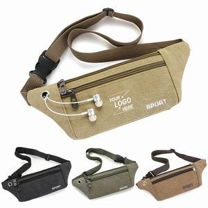 Canvas Fanny Packs w/ 2 Zippers