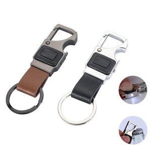 "Stylish Bottle Opener Leather Keychain for Convenience on the Go"