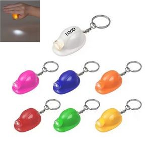 2" ABS Plastic Mini Safety Helmet Shape Keychain With Built-in LED Flashlight
