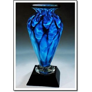 Electric Blue Athena Art Glass Vase w/o Marble Base (6.5"x12")