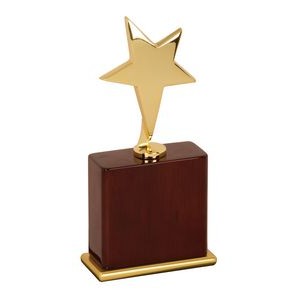 Gold Star Executive Award on a Rosewood Piano Finish Base - 8"