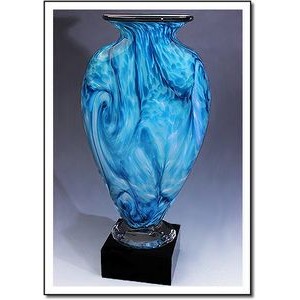 Tropical Breeze Mercury Art Glass Vase w/ Marble Base (3.75"x7.5")