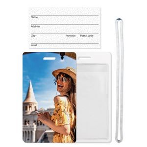 Slip-in Pocket Plastic Luggage Tag Full Color Imprint on Front with 6" Loop