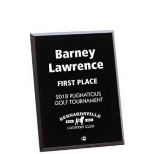 Black Glass Engraved Award with Beveled Edge - 7" Tall