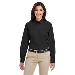 Harriton Ladies' Foundation Cotton Long-Sleeve Twill Shirt with Teflon™