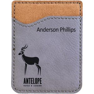 Gray Leatherette Phone Wallet (2 3/8" x 3 1/8")