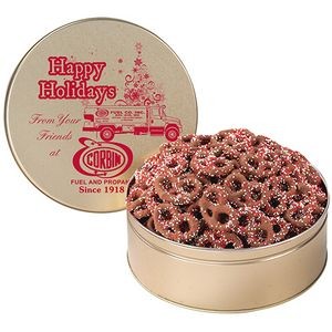 Corporate Color Chocolate Covered Pretzel Tin / Large