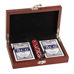 Laserable Rosewood Finish Card and Dice Set, 7-1/2"x4-1/2"