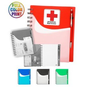 Union Printed - Two-Tone Wavy Spiral Notebook with Sliding Pockets - Full Color