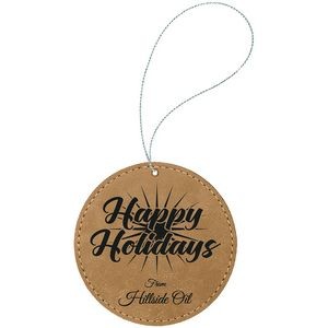 Light Brown Leatherette Round Ornament