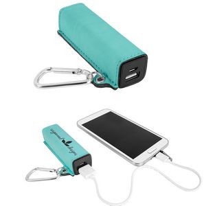 2200 mAh Leatherette Power Bank with USB cord