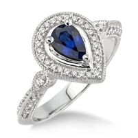Jilco Inc. Teardrop Diamond & Sapphire Ring