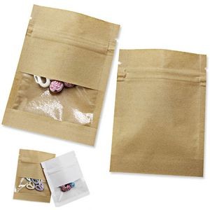 2.7x3.5 Inches Clear Window Airtight Food Brown Kraft Paper Bag