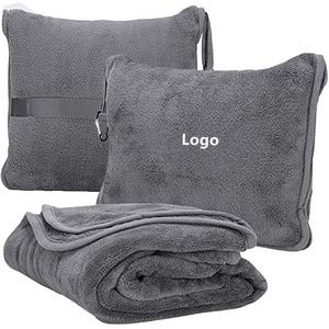 2 in 1 Travel Blanket and Pillow Airplane Blanket with Soft Bag Pillowcase