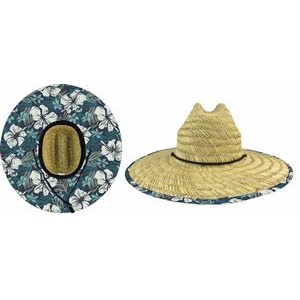MOQ 10pcs Domestic Straw Hat With Custom Patch - White Flower Design