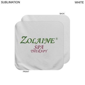 Plush and Soft White Velour Terry Cotton Blend Face Cloth, 12x12, Sublimated Full color logo