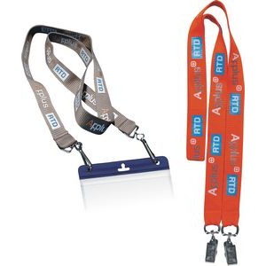''Affordable'' Lanyard 2 Attachments Screen Printed - 3/8'', 1/2'', 3/4'' width