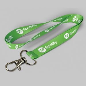 5/8" Forest Green custom lanyard printed with company logo with Thumb Trigger attachment 0.625"