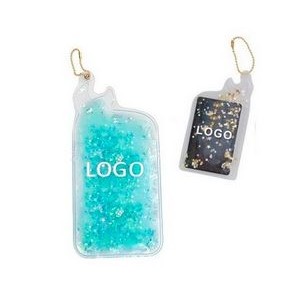 Sparkling Floating Sequin Card Case Wallet with Keychain