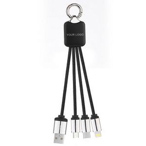4 In 1 Light Up Braided Cable With Keychain