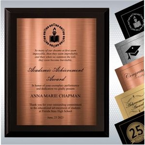 Black Matte Finish Wood Plaque Academic Achievement Award (10.5 x 13")