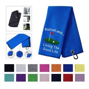 Customizable High-Detail Golf Towel with Carabiner, 15x23 inches