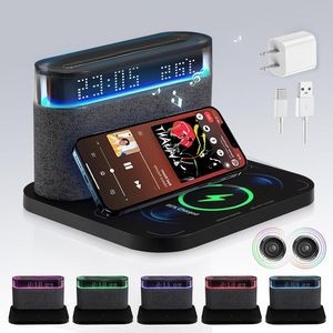 Digital Alarm Clock with Bluetooth Speaker,Wireless Charging,1800mAh Battery,3 Level Brightness