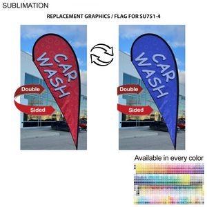 Replacement Flag for 12' Medium Tear Drop Flag Kit, Full Color Graphics Double Sided