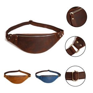 Durable Cowhide Leather Fanny Pack for Men Women