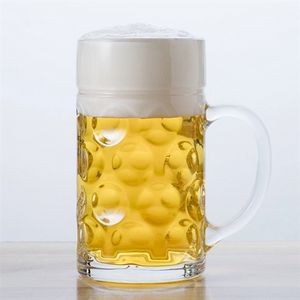 34oz Dimpled Glass Jumbo Beer Mug With Handle
