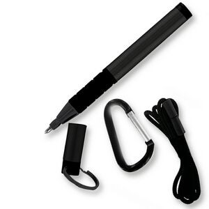 Matte Black Keychain Pen w/Fisher Rubber Comfort Grip