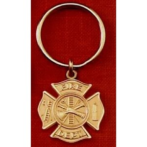 Fire Department Key Tag w/ Gold Plate (Maltese Cross)
