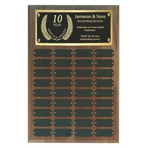 Genuine Walnut Perpetual Award Plaque 36 Plates