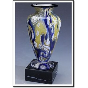 Harlequin Athena Art Glass Vase w/ Marble Base (3.75"x7.5")