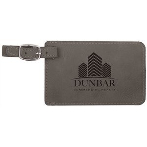 Gray Laserable Leatherette Luggage Tag