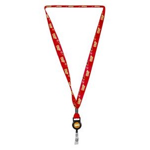 3/4" HT Sublimation Lanyard w/Retractable Badge Holder (Factory Direct - 10-12 Weeks)