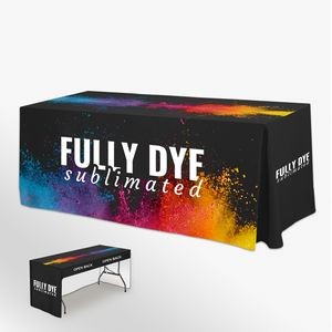 8' Fitted Table Cover, 3-Sided/Open Back - Fully Dye Sublimated