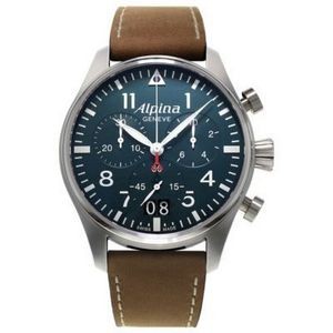 Alpina StarTimer Men's Pilot Chronograph Big Date Watch w/Blue Dial