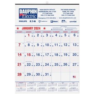 Patriotic Red & Blue Contractor Calendar w/2 Color Imprint (18"x25")