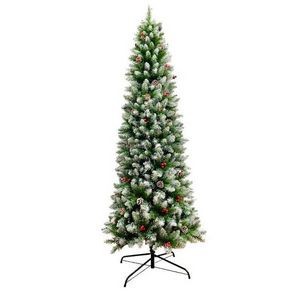 Christmas Trees - Snow-Flocked, Pinecones, Red Berries, 6' (Case of 1)