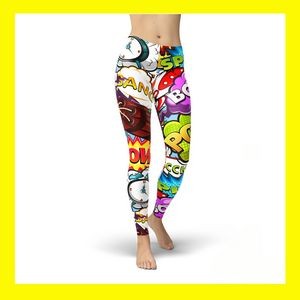 Custom Full Color Full Wrap Dye Sublimated Full Length High Waisted Yoga Pants Leggings
